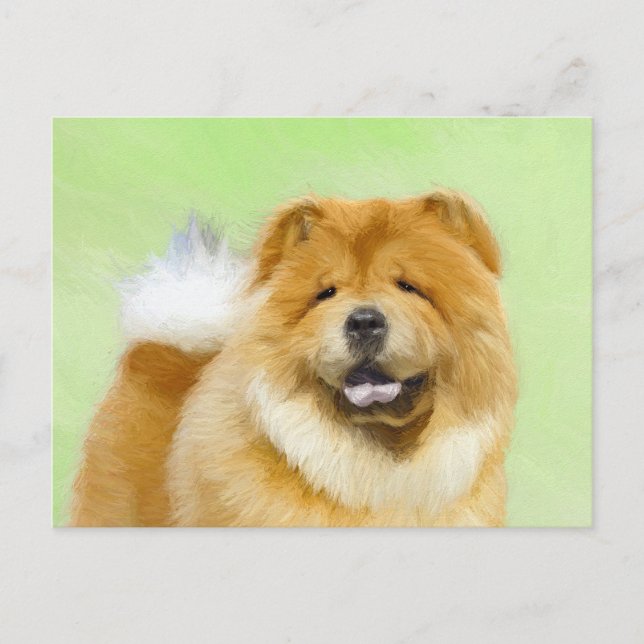 Postal Pintura de Chow Chow - Arte Perro Original. (Anverso)