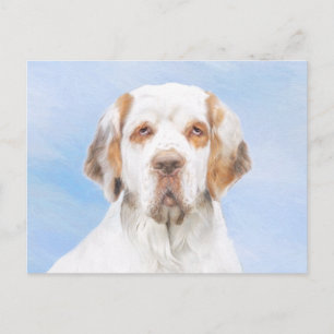 Postal Pintura de Clumber Spaniel - Arte de Perro Origina