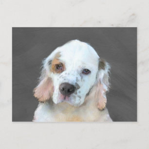 Postal Pintura de Clumber Spaniel - Arte de Perro Origina