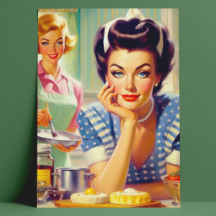 Postal Pintura de cocina retro