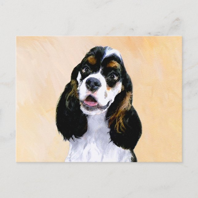 Postal Pintura de Cocker Spaniel (Parti) - Arte Perro Ori (Anverso)