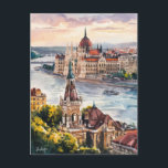 Postal Pintura de color de agua de época de Budapest Hung<br><div class="desc">Pintura de color de agua de época de Budapest Hungría</div>
