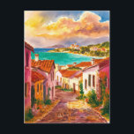 Postal Pintura de color de agua de la calle Sardinia Ital<br><div class="desc">Cerdeña Italia Viaje por la calle Pintado de color de agua</div>