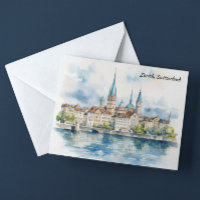 Pintura de color de agua de Suiza Zúrich