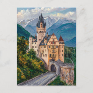 Postal Pintura de color de agua del castillo de Vaduz Lie