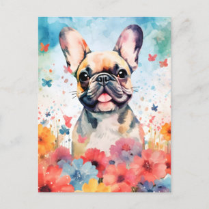Postal Pintura de color de Bulldog francés