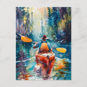 Postal Pintura de color kayak