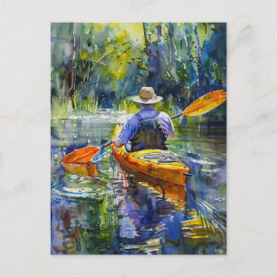 Postal Pintura de color kayak