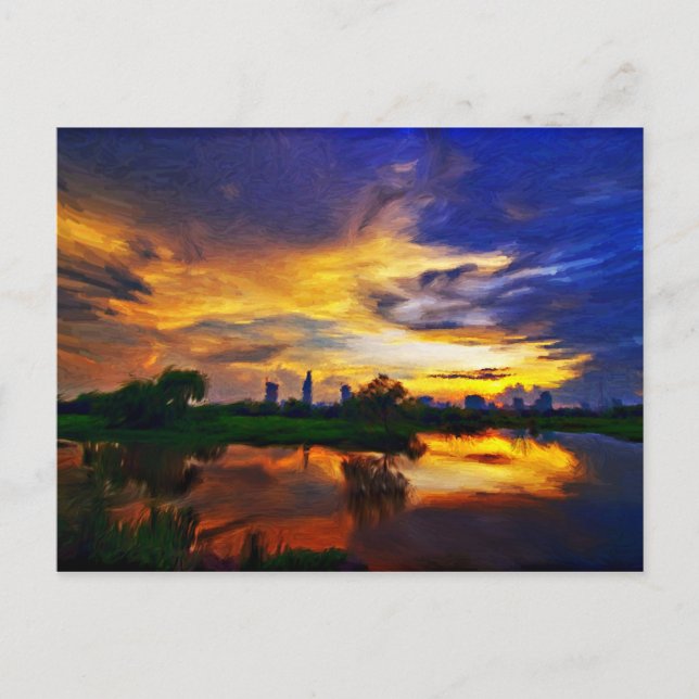 Postal Pintura de colores abstractos | Saigon Sunset (Anverso)