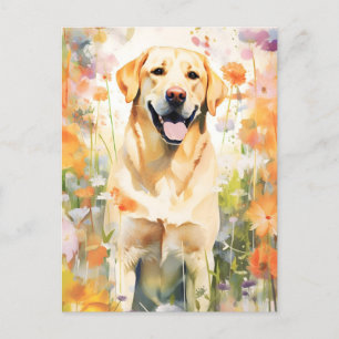 Postal Pintura de coloridas acuarelas de Labrador