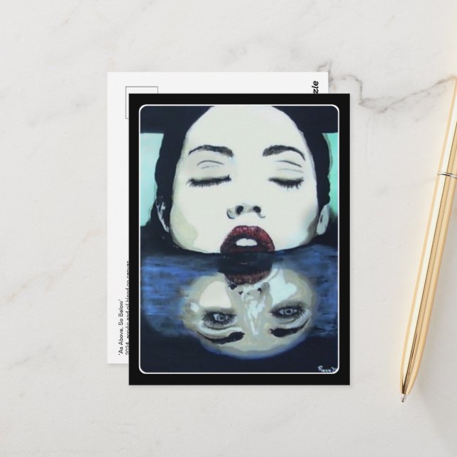 Postal Pintura de "Como arriba, más abajo" sobre una (Anverso/Reverso In Situ)