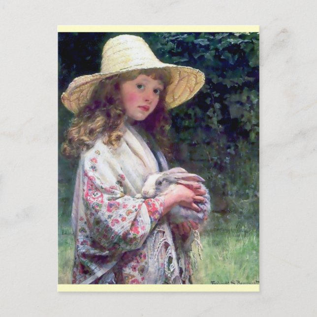 Postal Pintura de conejo Mascota chica (Anverso)