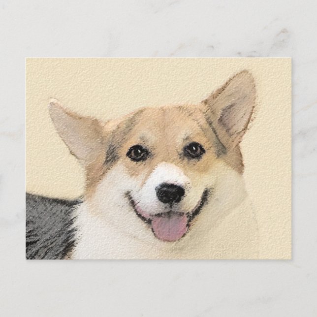 Postal Pintura de Corgi galés de Pembroke - Arte Perro Or (Anverso)