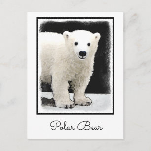 Postal Pintura de Cubo de Oso Polar - Arte de Vida Silves