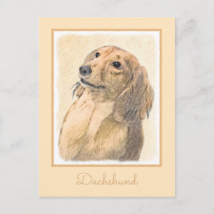 Postal Pintura de Dachshund (de cabello largo) - Arte Per
