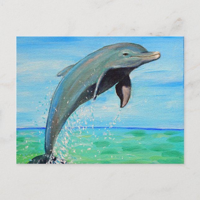 Postal Pintura de delfines (Anverso)
