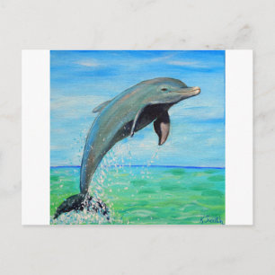 Postal Pintura de delfines