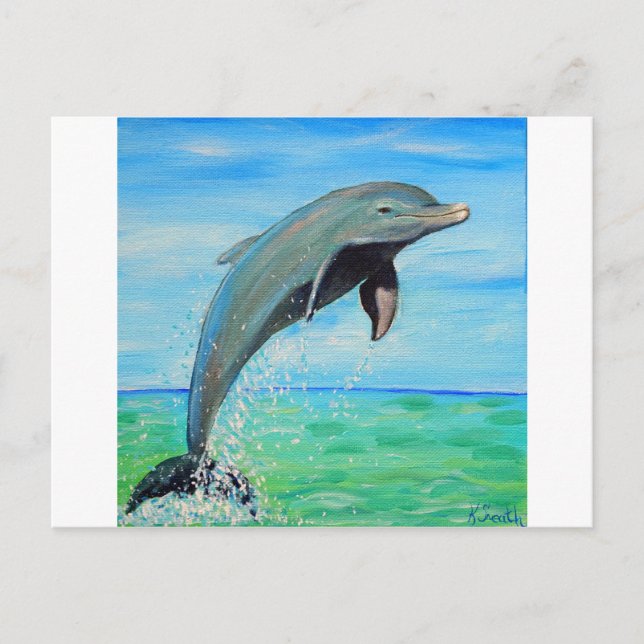 Postal Pintura de delfines (Anverso)