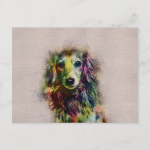 Postal Pintura de dibujo de puntería de Dachshund
