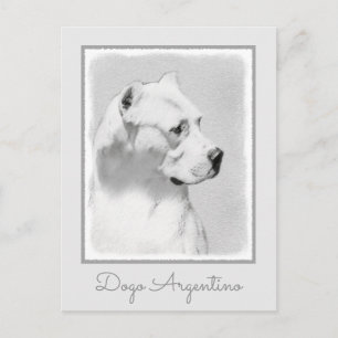 Postal Pintura de Dogo Argentino - Arte Original de Perro