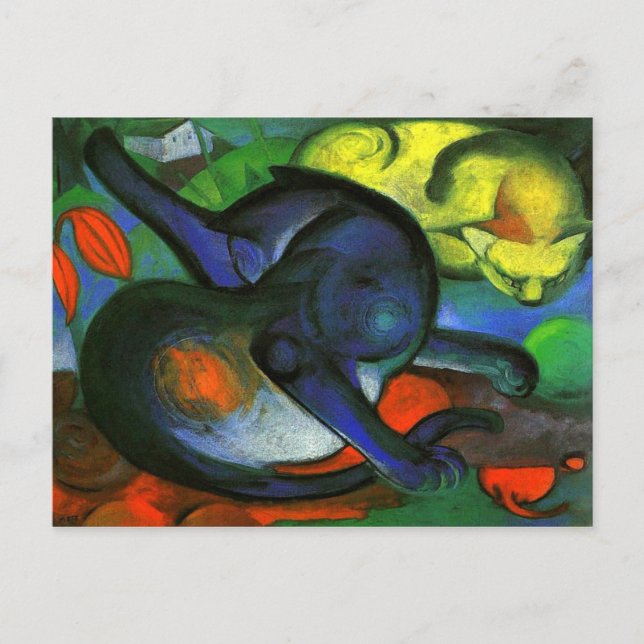 Postal Pintura de dos gatos (Anverso)