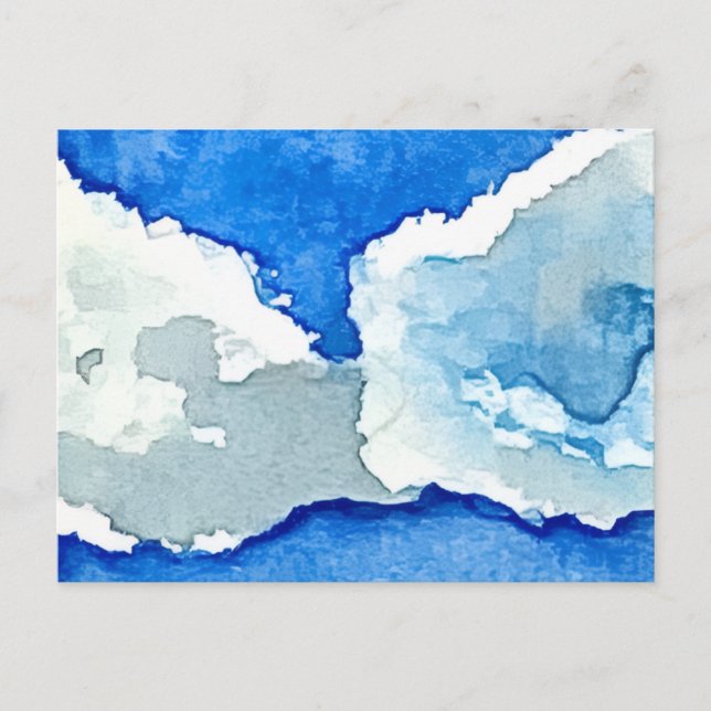 Postal Pintura de dos nubes en acuarela (Anverso)