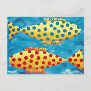 Postal Pintura de Dos Peces Manchados