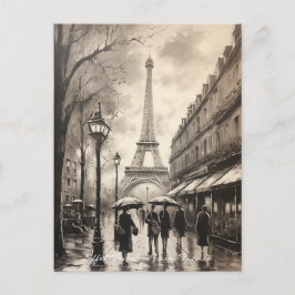 Postal Pintura de época Torre Eiffel París Francia Viaje