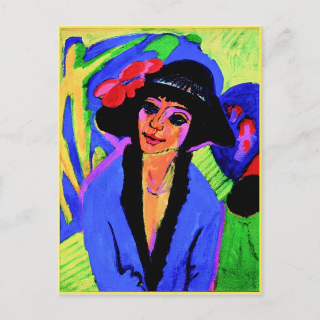 Postal Pintura de Ernst Ludwig Kirchner, retrato de Gerda (Anverso)
