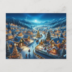 Postal Pintura de escenas nevadas en la aldea de los navi