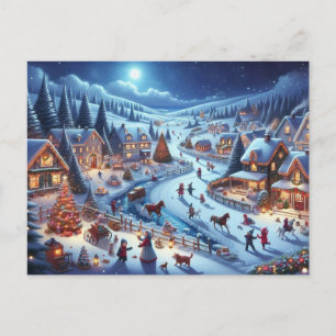 Postal Pintura de escenas nevadas en la aldea de los navi