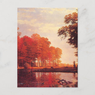 Postal Pintura de estanques antiguos de otoño