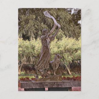 Postal Pintura de estatua Chica ondulante de Savannah