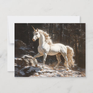 Postal Pintura de estilo de cosecha blanca unicornio