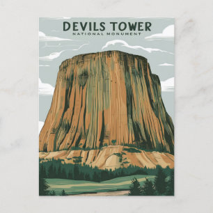 Postal Pintura de estilo de Devils Tower National Monumen