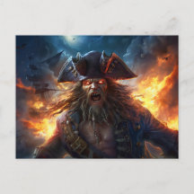 Pintura de fantasía Pirata en llamas en escena de 