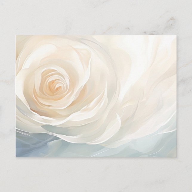 Postal Pintura de flor abstracta de rosa blanco (Anverso)