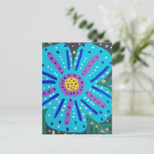 Postal Pintura de flores azules