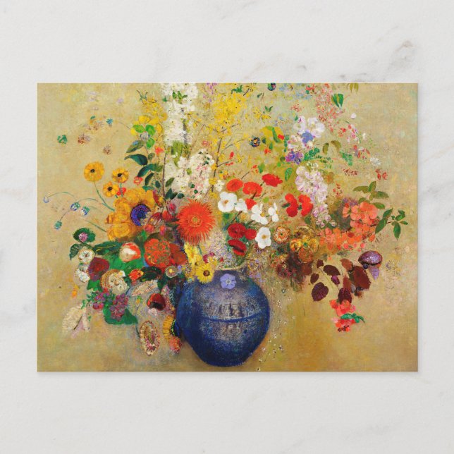 Postal Pintura de flores de época (Anverso)