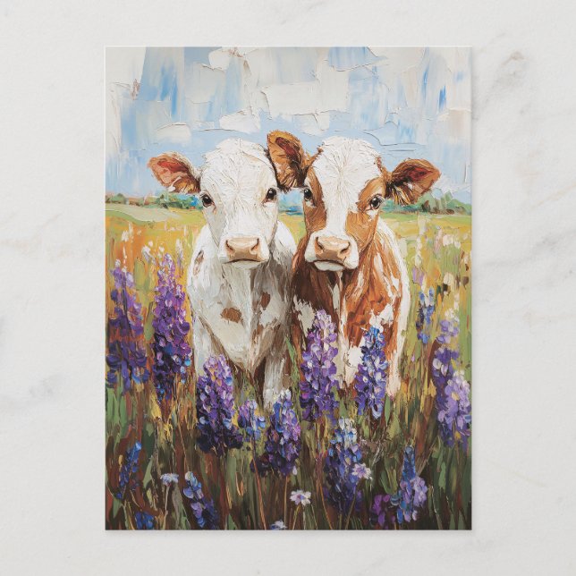 Postal Pintura de flores de lucio de ternera (Anverso)