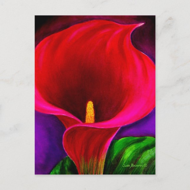 Postal Pintura de flores Red Cala Lily - Multi (Anverso)