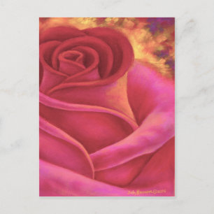 Postal Pintura de flores rosa rosa - Múltiple
