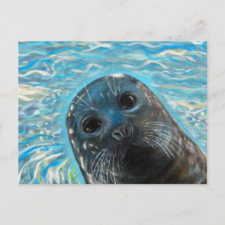 Postal Pintura de foca emergente
