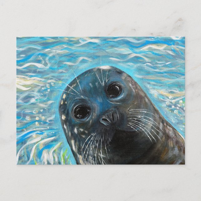 Postal Pintura de foca emergente (Anverso)