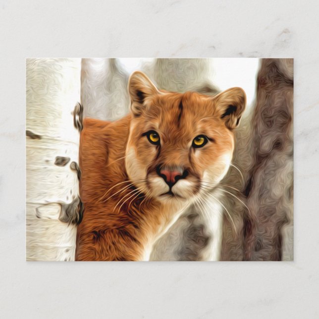 Postal Pintura de fotos de Cougar (Anverso)