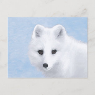 Postal Pintura de Fox Ártica - Arte de Vida Silvestre Ori