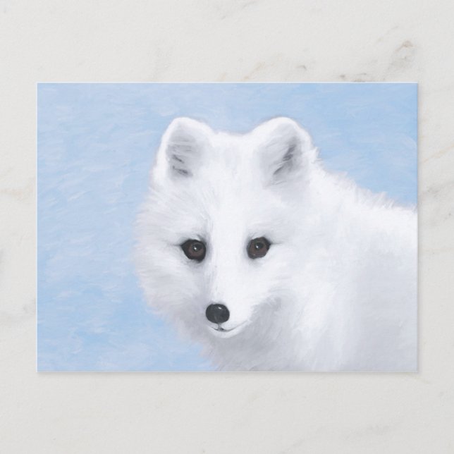 Postal Pintura de Fox Ártica - Arte de Vida Silvestre Ori (Anverso)