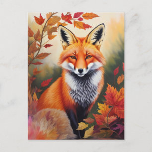 Postal Pintura de Fox de otoño
