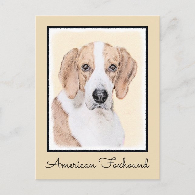 Postal Pintura de Foxhound estadounidense - Arte de Perro (Anverso)
