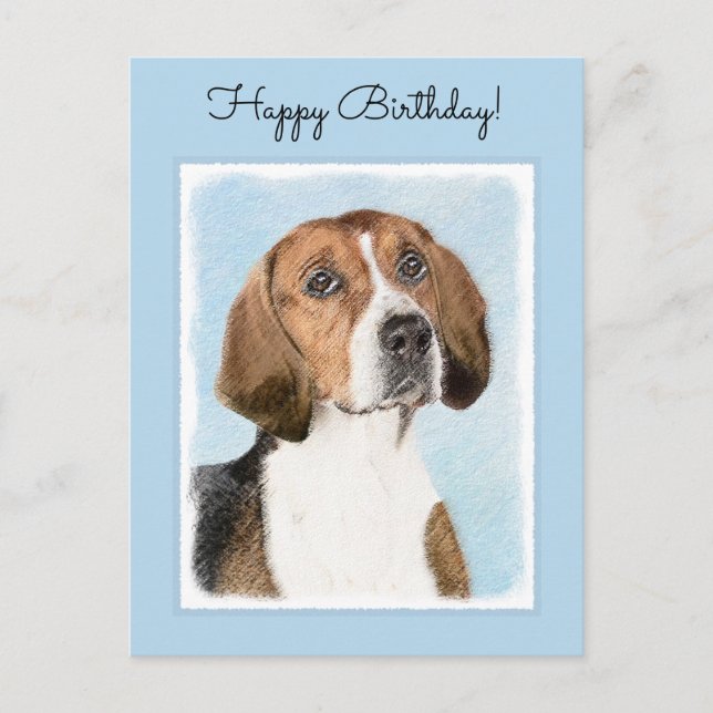 Postal Pintura de Foxhound inglesa - Arte Perro Original  (Anverso)